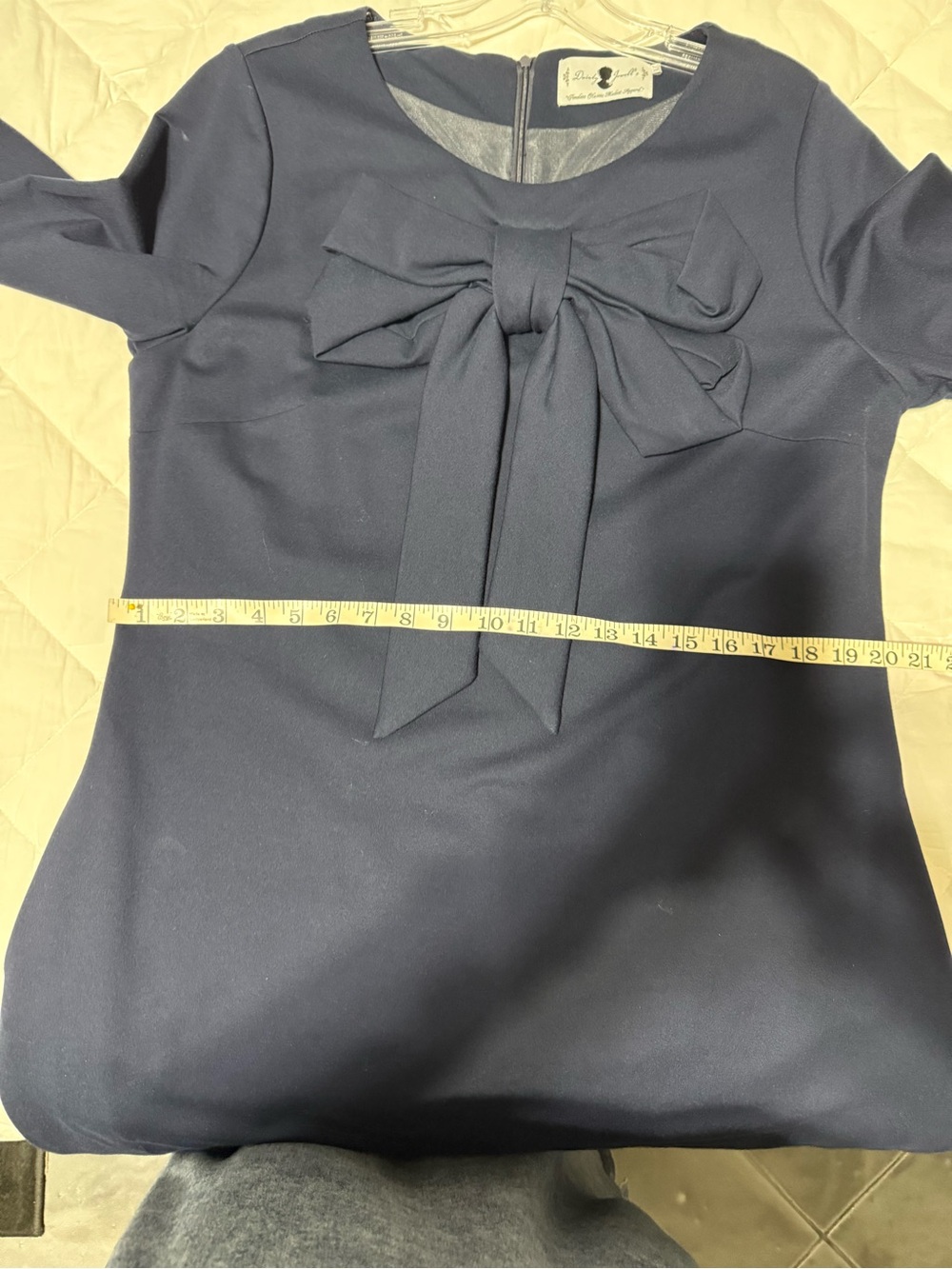 Dainty Jewells Navy Bow-Front Long Sleeve Sheath Dress - Picture 7 of 8